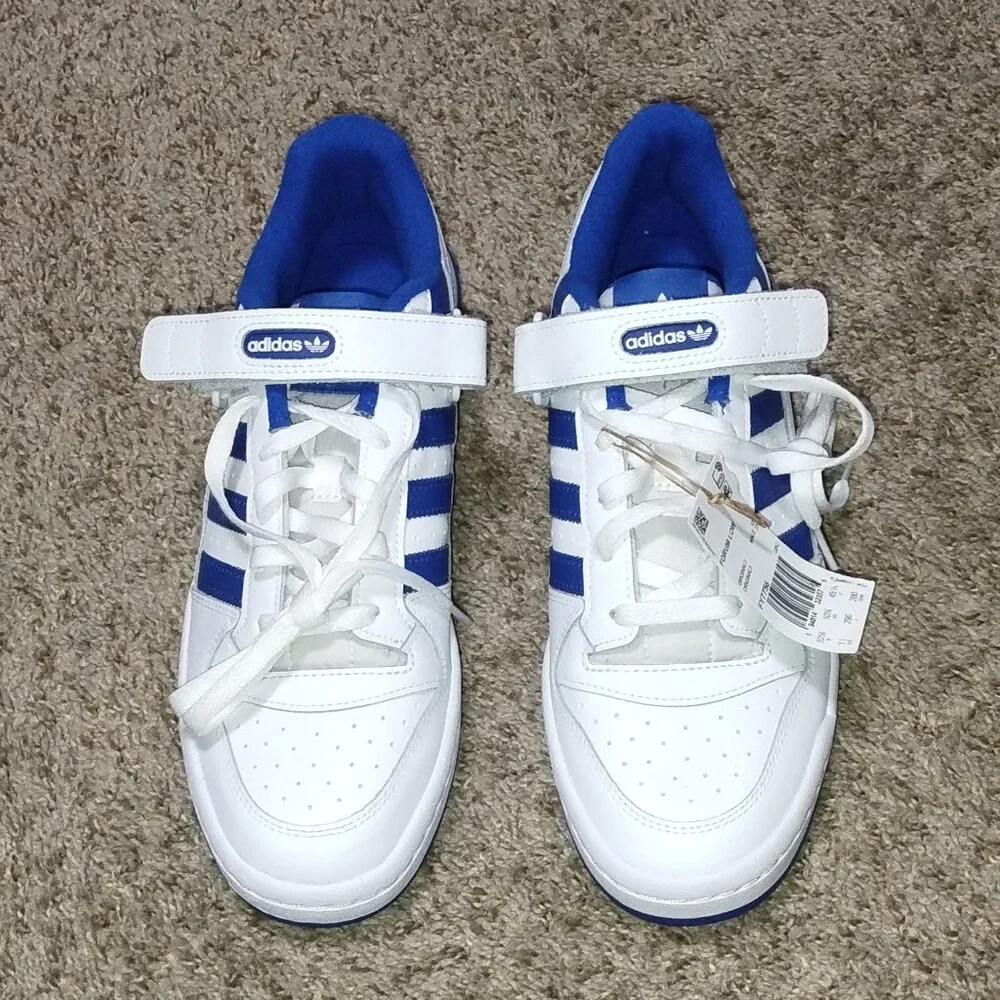 Men's Adidas White & Blue Forum Low Athletic Shoes Size US 11. NWT._2